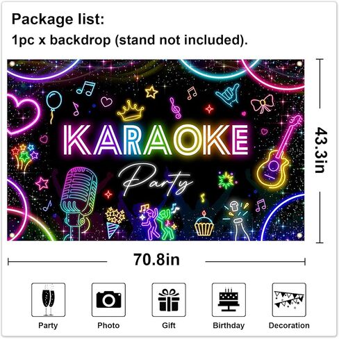 Mocsicka كاريوكي زخارف الحفلات راية الموسيقى ديسكو كاريوكي عيد ميلاد خلفية الموسيقى موضوع حفلة عيد ميلاد سعيد زينة صور بوث الدعائم in Kuwait