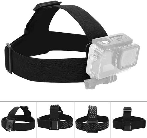 Adjustable Elastic Headband Head Strap Belt Mount Camera Accessory for Action Sport, Nylon Strap, Easy Installation Tools in Saudi Arabia