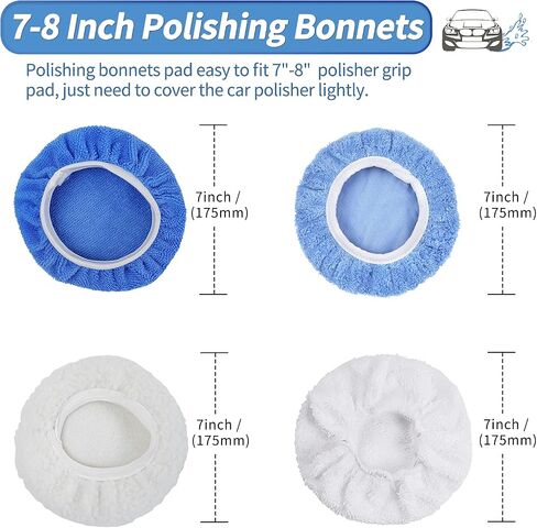 OTUAYAUTO 24PCS 5-6 Inch Car Polisher Bonnet - 12 Microfiber, 6 Non-Woven Fabric, 4 Woolen, 2 Cotton Auto Polishing Bonnets, for Orbital Buffer Polisher in Saudi Arabia