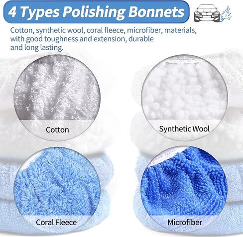 OTUAYAUTO 24PCS 5-6 Inch Car Polisher Bonnet - 12 Microfiber, 6 Non-Woven Fabric, 4 Woolen, 2 Cotton Auto Polishing Bonnets, for Orbital Buffer Polisher in Saudi Arabia