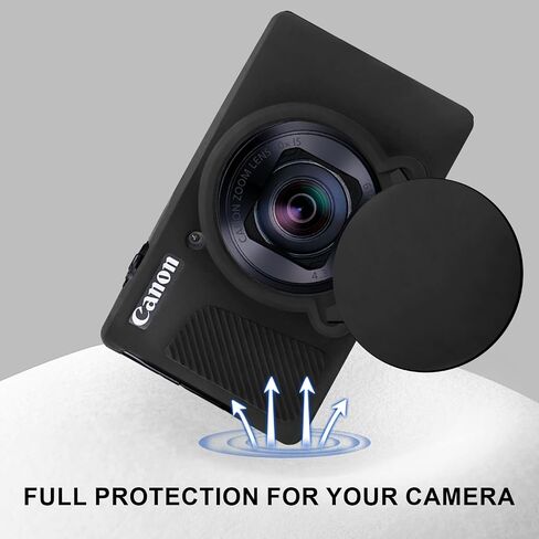 Seltureone متوافق مع حافظة Canon PowerShot SX740/SX730 HS مع واقي شاشة وقلم تنظيف العدسة، حافظة واقية من السيليكون الناعم مع غطاء عدسة لملحقات Canon PowerShot SX740 HS - أسود in Kuwait