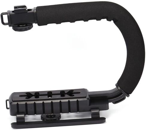 STOBOK U Shape Bracket Handle Grip Stabilizer for Camera Compact Stabilizer Handle Skid Design Three Hot Shoe Mounts for Microphones and Accessories in Saudi Arabia