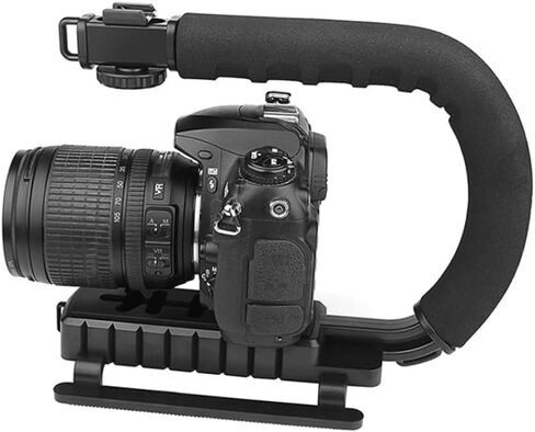 STOBOK U Shape Bracket Handle Grip Stabilizer for Camera Compact Stabilizer Handle Skid Design Three Hot Shoe Mounts for Microphones and Accessories in Saudi Arabia