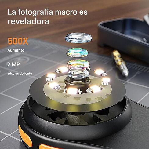 Portable Digital Microscope, Pocket Magnifier with Light, Portable Magnifier with Light, 2.0 Inch IPS Screen, 200w Pixels, 500X Magnification in Saudi Arabia