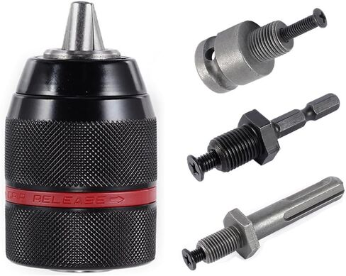 1.5-13mm Keyless Drill Chuck Metal Heavy Duty 1/2''-20UNF with SDS-Plus Shank 1/4" Hex Shank 1/2'' Socket Square Wrench Adapter for Impact Driver, Electric Drill, Hammer Drill in Saudi Arabia