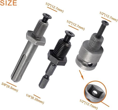 1.5-13mm Keyless Drill Chuck Metal Heavy Duty 1/2''-20UNF with SDS-Plus Shank 1/4" Hex Shank 1/2'' Socket Square Wrench Adapter for Impact Driver, Electric Drill, Hammer Drill in Saudi Arabia