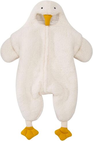 TOPINCN Baby Onesie White Goose لطيف دافئ عملي من الصوف والبوليستر بذلة صديقة للبشرة للأطفال حديثي الولادة من الصوف لفصل الشتاء in Kuwait