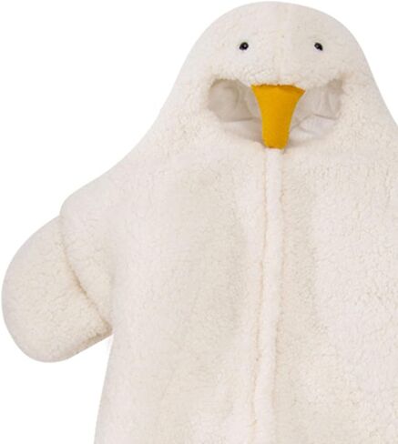 TOPINCN Baby Onesie White Goose لطيف دافئ عملي من الصوف والبوليستر بذلة صديقة للبشرة للأطفال حديثي الولادة من الصوف لفصل الشتاء in Kuwait