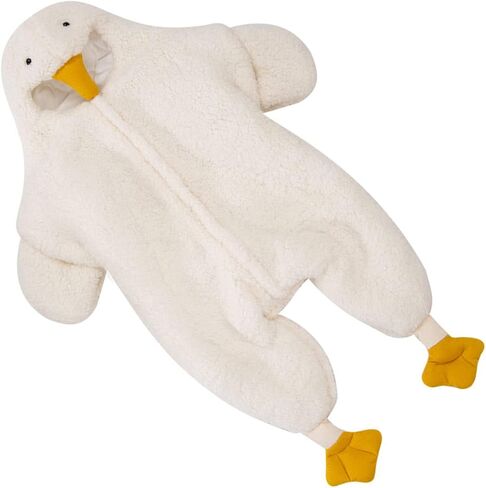 TOPINCN Baby Onesie White Goose لطيف دافئ عملي من الصوف والبوليستر بذلة صديقة للبشرة للأطفال حديثي الولادة من الصوف لفصل الشتاء in Kuwait