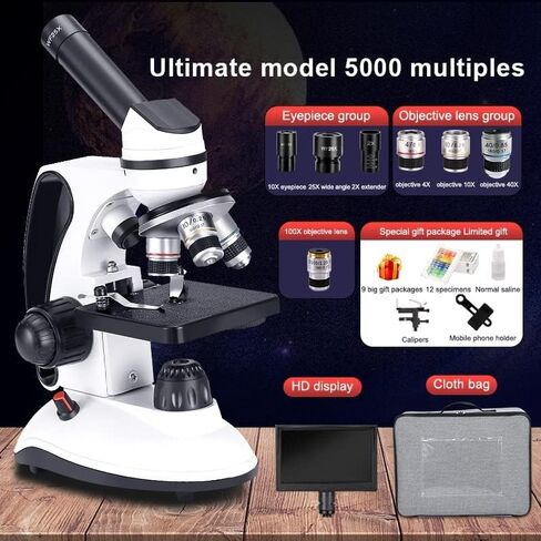Microscope Kit 2000X Zoom monocular Electron Microscope Eyepiece + 9 Pcs Accessories Microscope Lens Adapters in Saudi Arabia