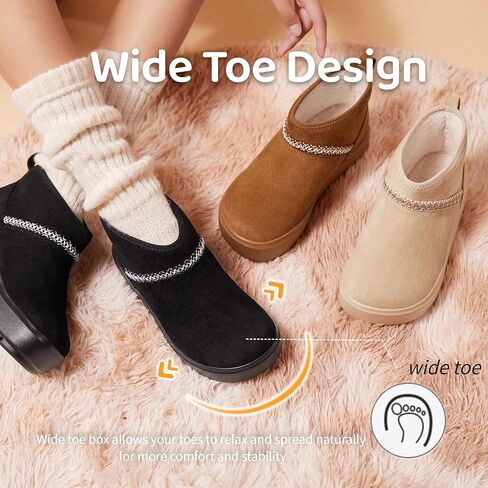 Wide Toe Platform Mini Snow Boots for Women Arch Support Ankle Winter Boots Non Slip Outdoor Warm Booties in Saudi Arabia