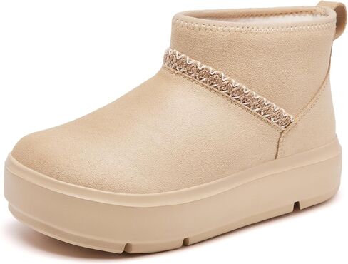 Wide Toe Platform Mini Snow Boots for Women Arch Support Ankle Winter Boots Non Slip Outdoor Warm Booties in Saudi Arabia