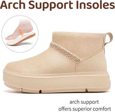 Wide Toe Platform Mini Snow Boots for Women Arch Support Ankle Winter Boots Non Slip Outdoor Warm Booties in Saudi Arabia