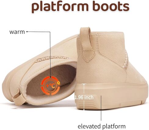 Wide Toe Platform Mini Snow Boots for Women Arch Support Ankle Winter Boots Non Slip Outdoor Warm Booties in Saudi Arabia