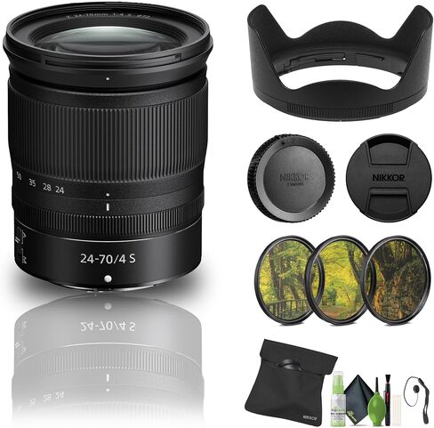 عدسة Nikon NIKKOR Z مقاس 24-70 مم f/4 S (20072) + مجموعة مرشح + حافظة للغطاء + مجموعة تنظيف in Saudi Arabia