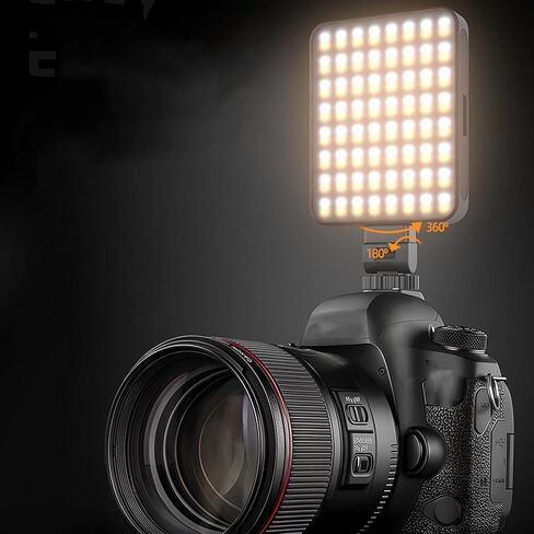 مصباح Denash المغناطيسي، ضوء فيديو LED RGB يدور 360 درجة مع 3 أوضاع ألوان و10 مستويات سطوع للبث المباشر، صور السيلفي in Kuwait