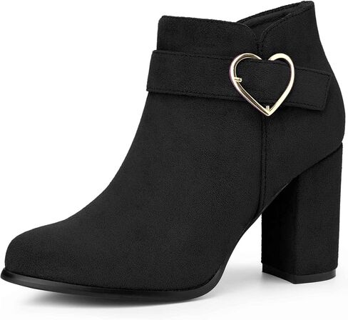 Perphy Buckle Chunky Heels with Side Zip Ankle Boots for Women in Saudi Arabia