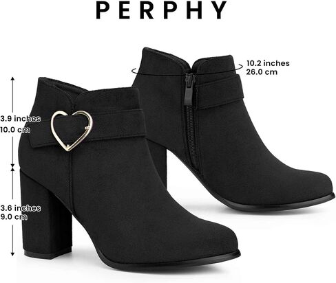Perphy Buckle Chunky Heels with Side Zip Ankle Boots for Women in Saudi Arabia