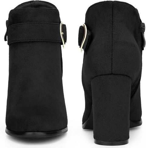 Perphy Buckle Chunky Heels with Side Zip Ankle Boots for Women in Saudi Arabia