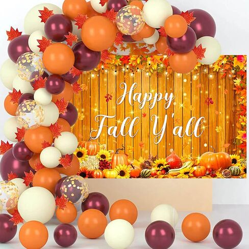 Mocsicka Happy Fall Y'all Backdrop Autunm Harvest Pumpkin Party Decorations Banner Fall Male Leaf Thanksgiving Day Background for Photography (Yellow, 70.8x43.3 inch) in Saudi Arabia