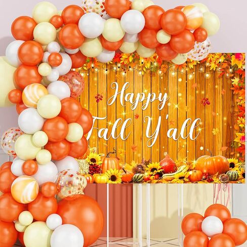 Mocsicka Happy Fall Y'all Backdrop Autunm Harvest Pumpkin Party Decorations Banner Fall Male Leaf Thanksgiving Day Background for Photography (Yellow, 70.8x43.3 inch) in Saudi Arabia