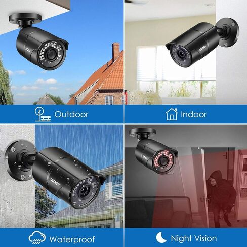ZOSI 2.0 MP 1080P 4 في 1 كاميرات أمان TVI/CVI/AHD/CVBS كاميرا ليلية نهارية مسافة 100 قدم بالأشعة تحت الحمراء، غلاف معدني من الألومنيوم، متوافق مع HD-TVI، AHD، CVI، وCVBS/960H DVR التناظري (مجدد معتمد) in Kuwait