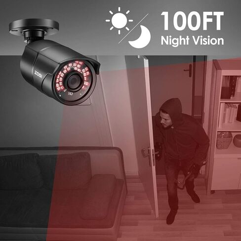 ZOSI 2.0 MP 1080P 4 في 1 كاميرات أمان TVI/CVI/AHD/CVBS كاميرا ليلية نهارية مسافة 100 قدم بالأشعة تحت الحمراء، غلاف معدني من الألومنيوم، متوافق مع HD-TVI، AHD، CVI، وCVBS/960H DVR التناظري (مجدد معتمد) in Kuwait
