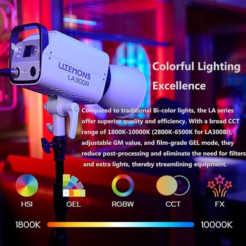 GODOX LA150R K1 Full Color RGB LED Video Light,165W LED Bowens Mount Continuous Light Lamp,1800-10000K CCT,95+ CRI,94+TLCI,14 Lighting Effects,Compact&Lightweight for Video Recording,Live Streaming in Saudi Arabia