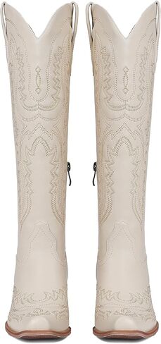 CELNEPHO Cowboy Boots For Women Knee High Western Boots With Classic Embroidered Chunky Heel Slip On Zipper Square Toe Fashion Cowgirl Tall Boots For Women in Kuwait
