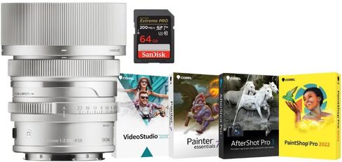 Sigma 35mm F2 DG Silver Contemporary Lens for L Mount Bundle with Editing Software and 64GB SD Card (3 Items) in Saudi Arabia