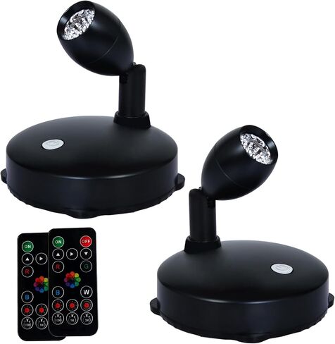 LED Spotlight, Battery Powered Picture Lights, Uplighting Indoor, Puck Lights with Remote, Color Changing Small Spotlights, Picture Light for Wall Display Dartboard Painting-RGB in Saudi Arabia