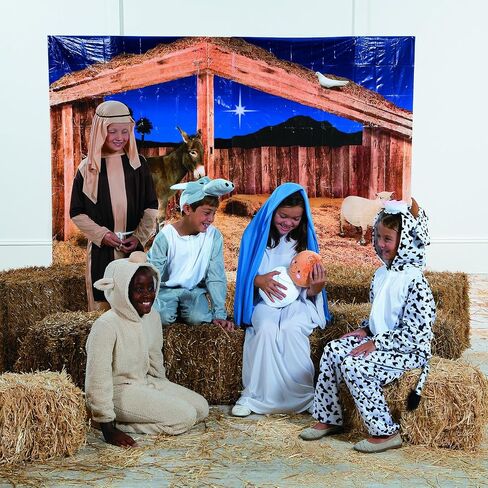 9 Ft. x 6 Ft. Nativity Stable Scene with Animals Plastic Backdrop - 3 Piece Make The Full Backdrop - Great for Nativity and Christmas Plays and Pageants in Saudi Arabia