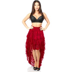 Daisy corsets Women's Red High Low Lace Skirt