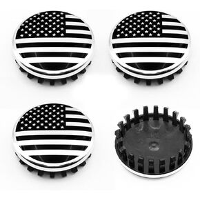 Forten Kingdom 4PCS Set Custom Black Silver American US Flag Design 3.25" 83mm Car Hub Wheel Center Cap Cover 22837060
