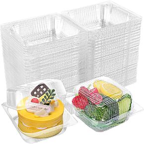 160PCS Clear Plastic Take out Containers,Disposable Clamshell Food Containers,Hinged Plastic To Go Containers,Square Clamshell Takeout Tray for Salads Pasta Sandwich Cake Dessert,5.3"x 4.72"x 2.8"