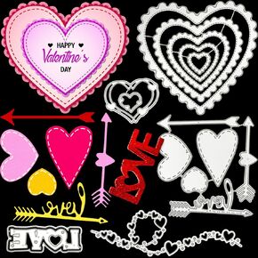 10 Pieces Mother's Day Heart Cutting Dies 3D Love Letter Metal Die Cuts Happy Valentine's Day Cutting Dies Love Metal Die Stencils for Scrapbooking Card Making Photo Album DIY Crafts and Decor