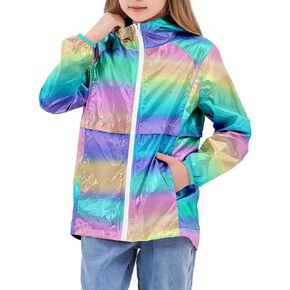 JESKIDS Girls Boys Rain Jacket Lightweight Waterproof Raincoat Breathable Windbreaker for Kids Outdoor 4-13 Years