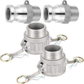 Hicarer 2 Pcs Type B NPT Global Cam Groove Hose Fitting and 2 Pcs Type F NPT Aluminum Cam Lock Fittings Camlock Gasket Fitting for Industrial Agriculture (1 Inch)