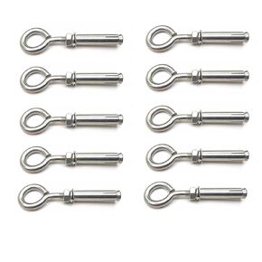 10X NUZAMAS M6 Expansion Screw Bolts Closed Hook 304 Stainless Steel Anchor Bolts Sleeve Screw for Wall Masonry Concrete Expansion Heavy Duty Bolts