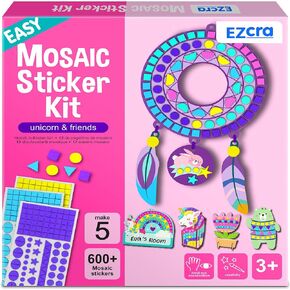 EZCRA Easy Arts and Crafts for Kids - Fun Foam Sticker Kit - 5 Cute Projects for Boys, Over 600 Stickers - Art Supplies and Art Kit for Kids - Gifts & Toys for Boys and Girls Age 3,4,5,6,7,8