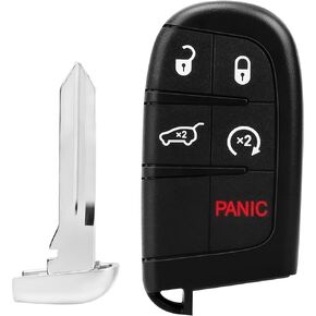 Key Fob Replacement Fit for Grand Cherokee 2014 2015 2016 2017 2018 2019 2020 2021 2022 , 5-Btn 433 MHz Keyless Entry Remote Start Control #M3N40821302 68143505AC 68143505AA with Door Key