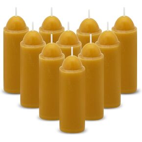 15-Hour Natural Beeswax Candles Compatible with Candle Lanterns - Smokeless Clean Long Lasting Burning for Outdoor, Camping, Emergency, Survival Emergency Preparedness- 10Pack