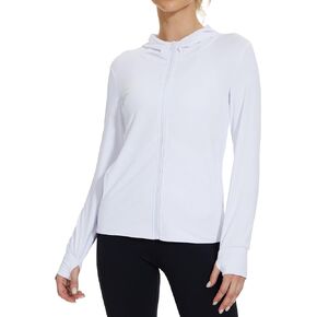 Locachy Women's UPF 50+ Sun Protection Hoodie Lightweight Zip Up Running Jacket with Pockets Hiking Outdoor Performance