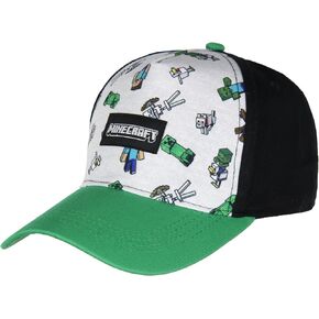 Minecraft Youth Hat Floating Mobs Creeper Skeleton Dog Chicken Snapback OSFM Cap Black