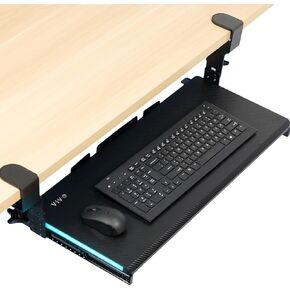 VIVO Large Height Adjustable Under Desk Keyboard Tray, C-clamp Mount System, 27 x 11 inch Slide-Out Platform Computer Drawer for Typing, Black, MOUNT-KB05HB