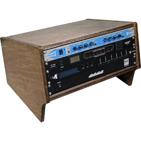 Sound Town DIY 4U Angled Desktop Turret Studio Rack with Solid Baltic Birch Plywood, Weathered Brown, Assembly Required (SDRK-Y4SLB)