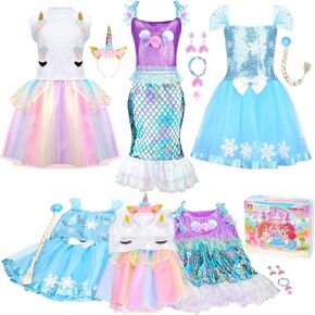 VGOFUN Princess Dress Up Clothes for Little Girls - Princess Dresses for Girls Dress up Trunk, Kids Dress Up Pretend Play Costume Set, Princess Toys Gifts for Birthday Party Age 3-6
