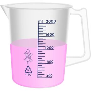 Labvida Plastic Beakers with Handle,Vol.5000ml(169.09oz) Measuring Cup with Blue Scale Line, Plastic Pitcher PP Material Ideal for Science Activities and Household Use, LVB022