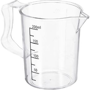 PATIKIL Graduated Beaker, 200ml PC Plastic Liquid Measuring Cup Double Sided Graduations with Handle and Spout for Lab Kitchen Home