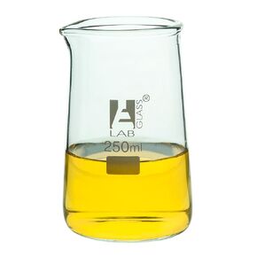 EISCO Conical Philips Beaker with Spout, 250mL - Borosilicate Glass (4.2" Tall, 2.6" Diameter)
